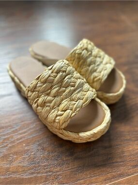 a new day Braided Straw Slide Sandals - Natural
